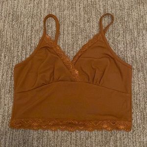 Brown Lace Tank Top
